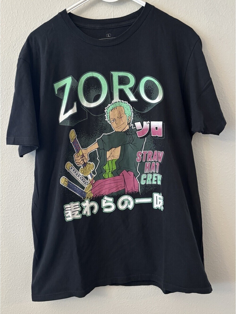 Zoro T-shirt Japanese Samurai Anime Shirt straw hat crew Large